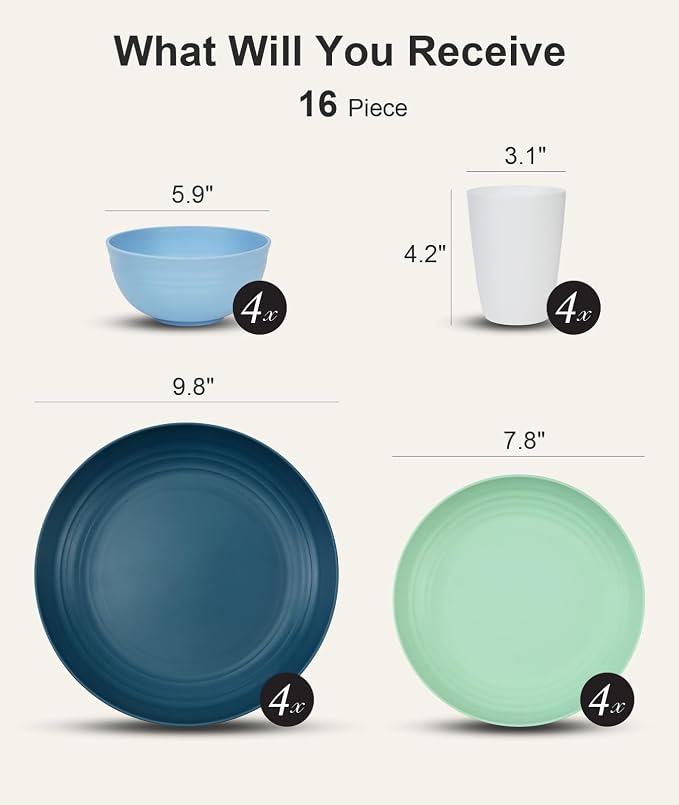 Quatish 16 Piece Plates and Bowls Sets - Image 2