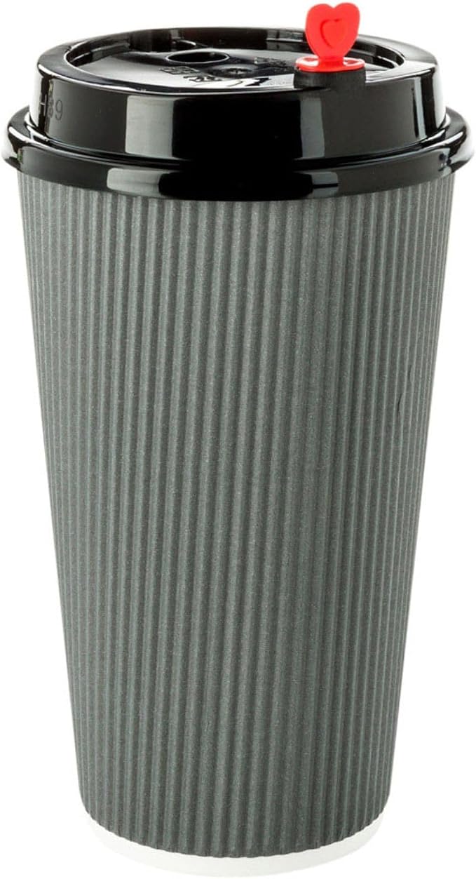 Restaurantware 16 Ounce Ripple Wall Disposable Coffee Cups, 500 Insulated Gray - Image 6