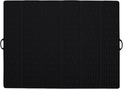 Klyrnd Silicone Dish Drying Mat - Extral Large 20.8" x 15.7" - Heat Resistant Silicone Trivet, Countertop Mat, Dish Draining Mat, Sink Mat, Easy to Clean Foldable Non Slip Dry Pad (Black)