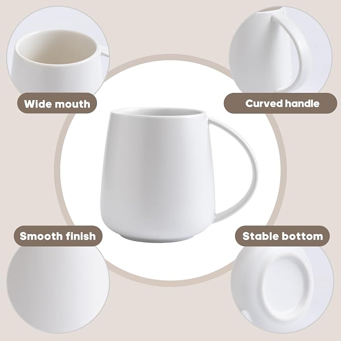 Eyoriza 15Oz Matte Ceramic Coffee Mug, Big Handle, Microwave and Dishwasher Safe - Image 3