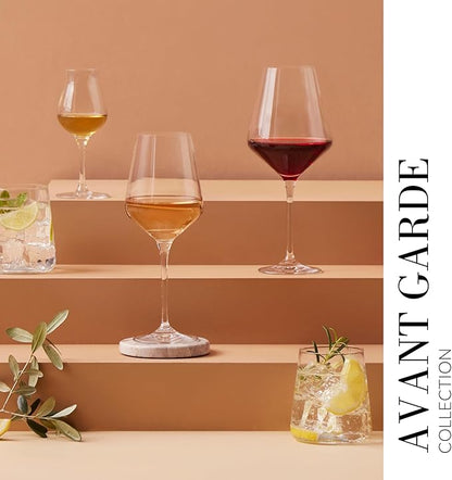 Krosno Classic Red Wine Glasses Set of 6 pieces, 16.6 oz, Avant-Garde Collection, Crystal Glass Thin Rim Long Stem Unique Elegant Premium, Dishwasher Safe, Made in Europe