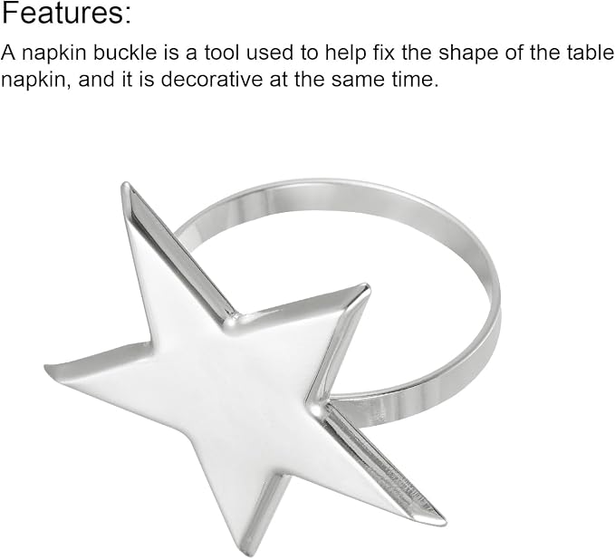 uxcell Metal Napkin Rings Set of 4, Star Napkin Ring Holder Buckle - Image 4