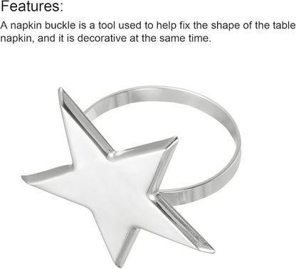 uxcell Metal Napkin Rings Set of 4, Star Napkin Ring Holder Buckle - Image 4