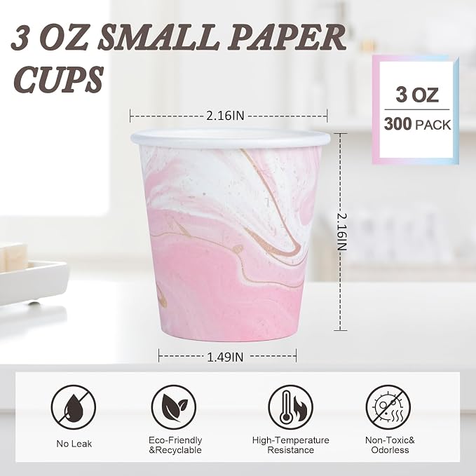 300 Pack 3oz Disposable Paper Cups, Small Bathroom Cups | Mini Bath Cups - Image 2