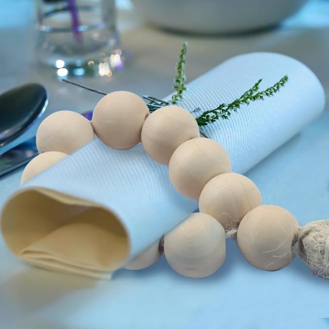 6pcs Wood Bead Napkin Rings - Image 4