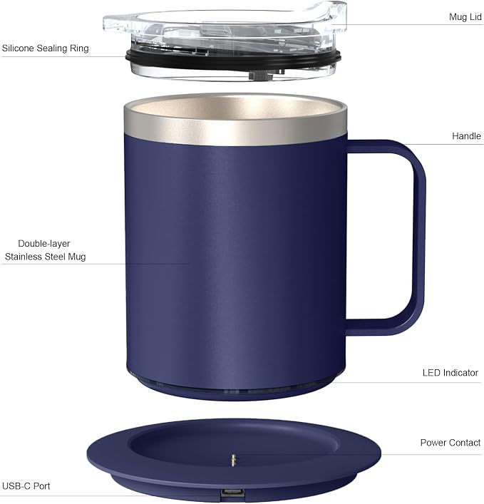 Self Heating Coffee Mug, USB Heated Coffee Mug Warmer Set - Image 8