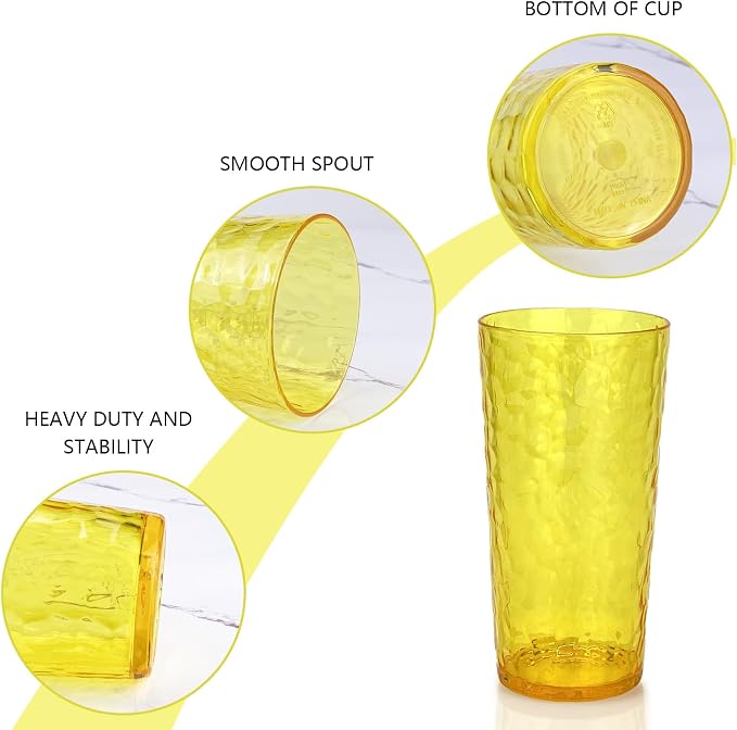 Yalin 24-Ounce Plastic Tumbler Acrylic Drinking Glasses, Reusable Plastic Cups - Image 3