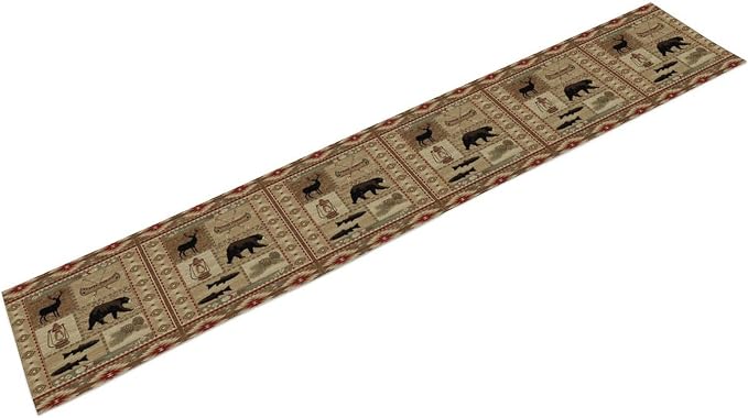 Vintage Rustic Cabin Bear Table Runner, Cottage Country Style Pine Tree Elk - Image 7