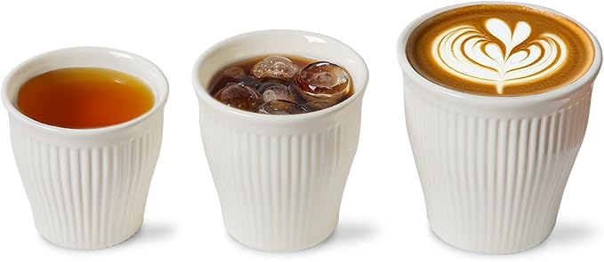 KEMORELA Espresso Cups Set of 3 – 5.5oz/7oz/10oz Ceramic Espresso Cups by KEMORELA