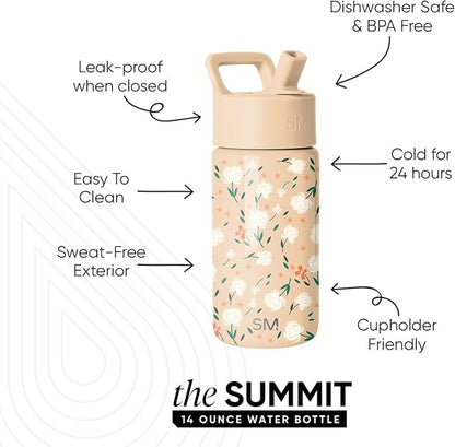 Simple Modern Kids Water Bottle & Toddler Cup | 14oz | Floral | Insulated - Image 3