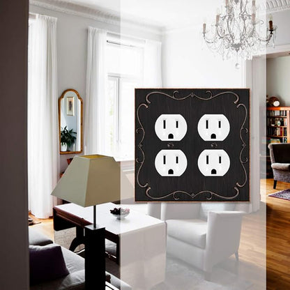 Henne Bery French Cabriole Decorative Wall Plate Switch Plate Outlet Cover (Double Duplex, Aged Bronze)