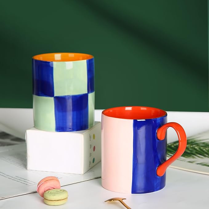 Koja Colorful Hand Painted Ceramic Mugs, 16 oz, Dishwasher Safe | Also - Image 6