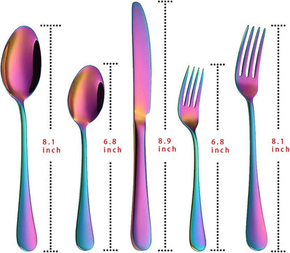 Rainbow Silverware Set Flatware Cutlery - Image 7