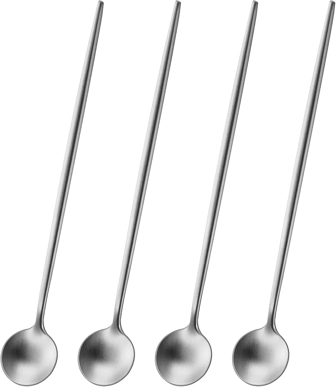DEHOV 9 Inches Long Iced Teaspoons Set, 4 Pieces Stainless Steel 18/10 Latte by DEHOVKitchen