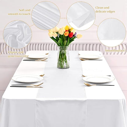 12 Pack White Satin Table Runner 12 x 108 Inch Long Premium Table Runners - Image 3