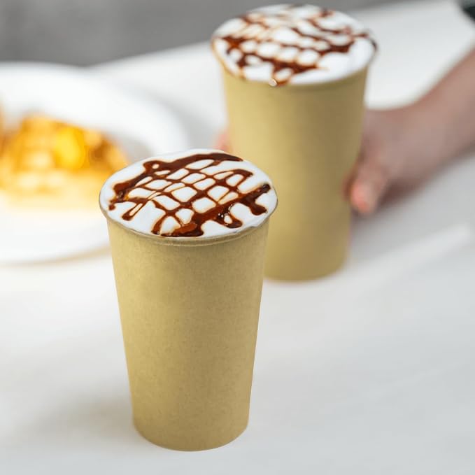 Karat 16z Kraft Paper Coffee Cups Disposable, Leak-Resistant Double Poly-Lined - Image 3
