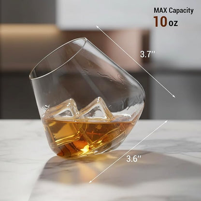 MyGift Spinning Whiskey Glasses Set of 4, Rotating Tilted Old Fashioned Bourbon - Image 3