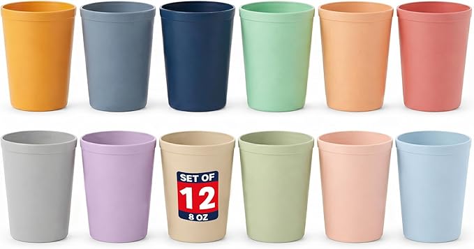 MASTERCOOK 12 Pcs. Small Reusable Cups –8 oz Unbreakable Drinking Glasses by Unknown