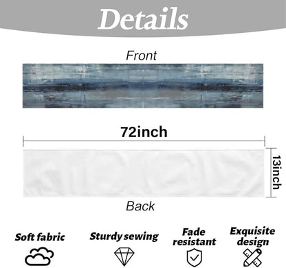 Blue Grey Table Runners Modern Art Farmhouse Linen Table Runners | Dresser - Image 6