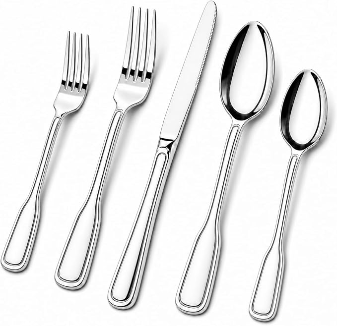 Silverware Set for 8, 40 Piece Utensils Stainless Steel Flatware Set | Boston by Nice+Kitchen