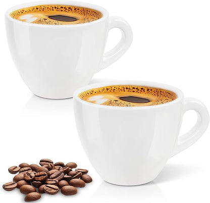 Pilnocok Ceramic Espresso Cups Set of 2, 2.5 oz White Small Coffee Mugs | by Pilnocok