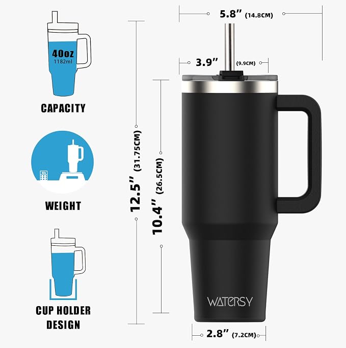 40 oz Tumbler with Handle, Tumbler with Lid and Straw, Double Wall Insulated - Image 8