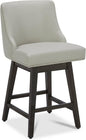 CHITA Counter Height Swivel Bar Stools, FSC Certified Upholstered Counter Stools, Modern Swivel Barstools with Wood Legs for Kitchen Island, 26" Seat Height, Faux Leather in Creamy Grey