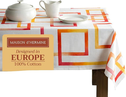 Maison d' Hermine Table Cloth Rectangle Table 100% Cotton 60 x 108 Inches Tablecloth Reusable Decorative for Dining Room Farmhouse Home Valentines Day Decorations Spring Summer - Summer Maze