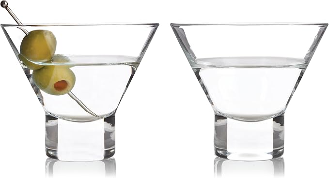 Viski Heavy Base Stemless Martini Glasses Set of 2, Crystal Cocktail Glasses - Image 11