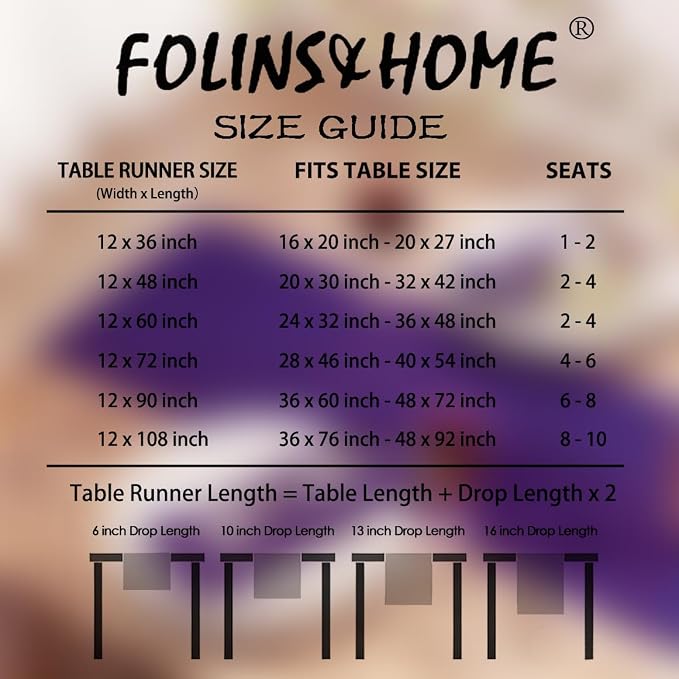 FOLINS&HOME Purple Waterproof Decorative Table Runner 48 Inches Long | 210GSM - Image 6