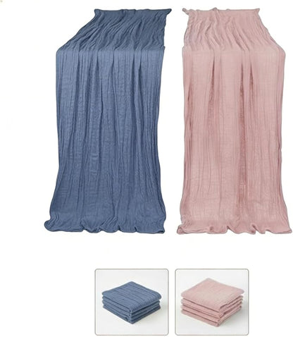 Cheesecloth Table Runner 2 Pack Dusty Pink and Dusty Blue, Boho Gauze Table - Image 2