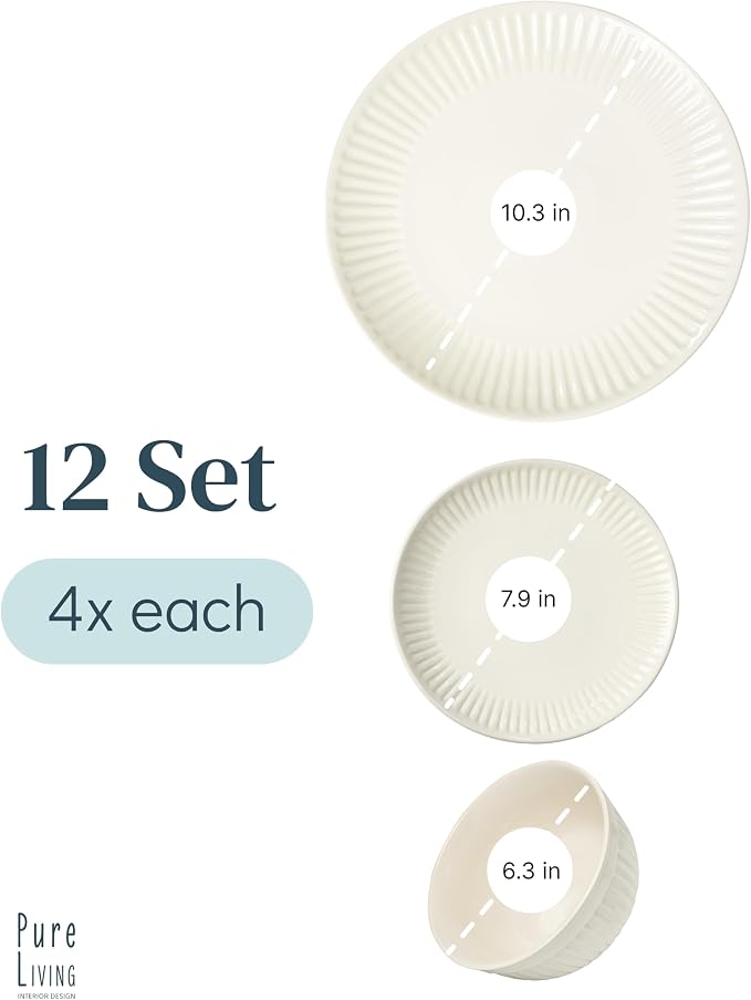 12 Piece Stoneware Dinnerware Set - Image 3