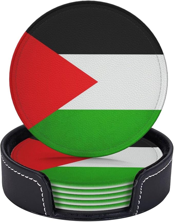 6 Pack Palestine Flag Leather Coaster by GTEVUTS