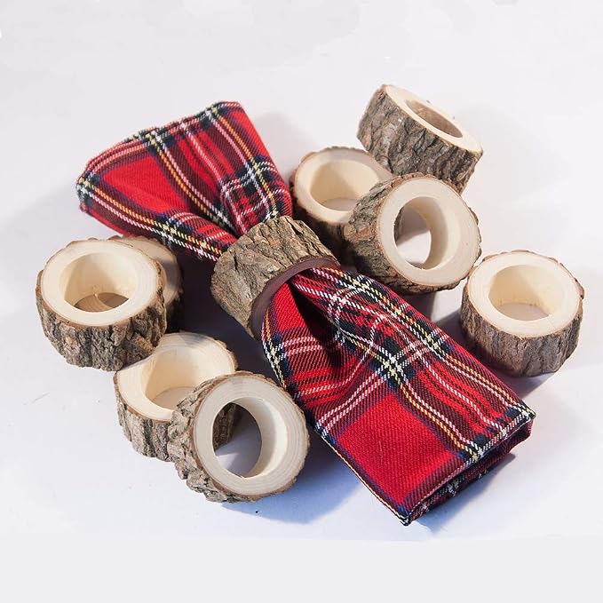 Handcrafted Rustic Wooden Napkin Rings Wood Napkin Holder - Image 7