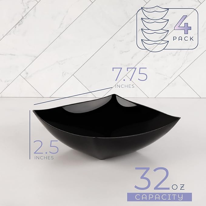 PLASTICPRO Disposable Square Serving Bowls, Party Snack or Salad Bowl, Plastic - Image 7