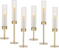 Hewory Gold Hurricane Candle Holders: Brass Candlestick Holders Set of 6 Tall Taper Candle Holders for Candlesticks Candle Sticks Holder Decor for Table Centerpiece Wedding Party Christmas Decorations