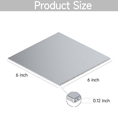 304 Stainless Steel Sheet - 2PCS 6" X 6" X 1/8" Thin Stainless Steel Plate 1/8 Inch Thickness with Protective Film Metal Sheets Shim Stock for Kitchen DIY Crafting (152 x 152 x 3 mm)