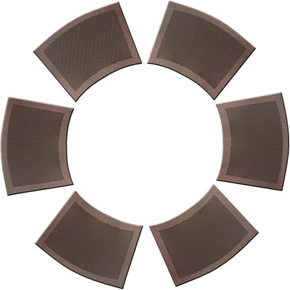 Shape Placemats for Round Dinner Table Woven Vinyl Wipe Clean Non Slip Plastic Table Mats Set of 6（Brown）