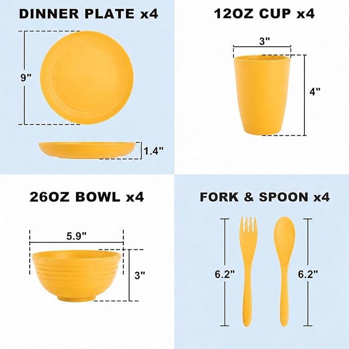20 Piece Wheat Straw Dinnerware Sets - Image 2