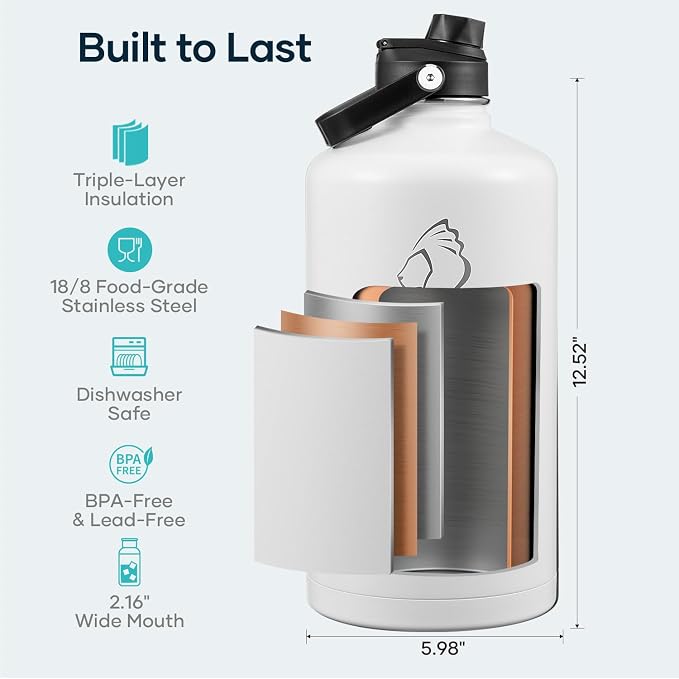 BUZIO 1 Gallon Water Bottle Insulated - Image 4