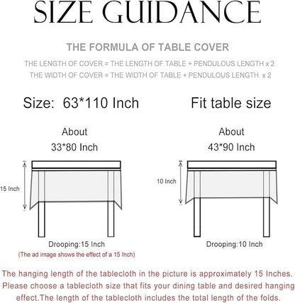 patdrea Designer Green Extra Long Table Cloth for Rectangle Table,Vintage Linen Leaves Pattern Tablecloth,Floral Cover Decor for Kitchen Dining Christmas,Thanksgiving,Tea Party,63"x110"-Cecilia a