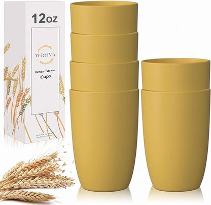 Wrova Wheat Straw Cups 6 PCS Good Alternative to Plastic Reusable Cups 12 oz by WROVA
