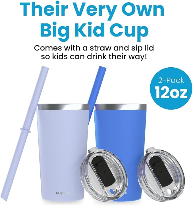 CUPKIN Toddler Tumblers, The Original 12 oz Stackable Stainless Steel Cups - Image 2