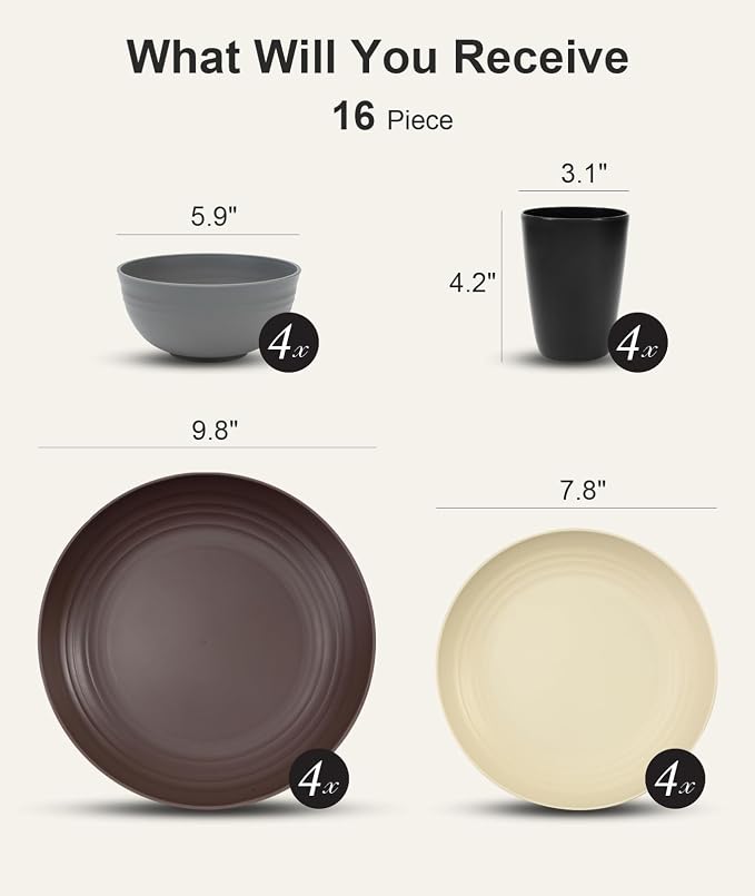 Quatish 16 Piece Plates and Bowls Sets - Image 2