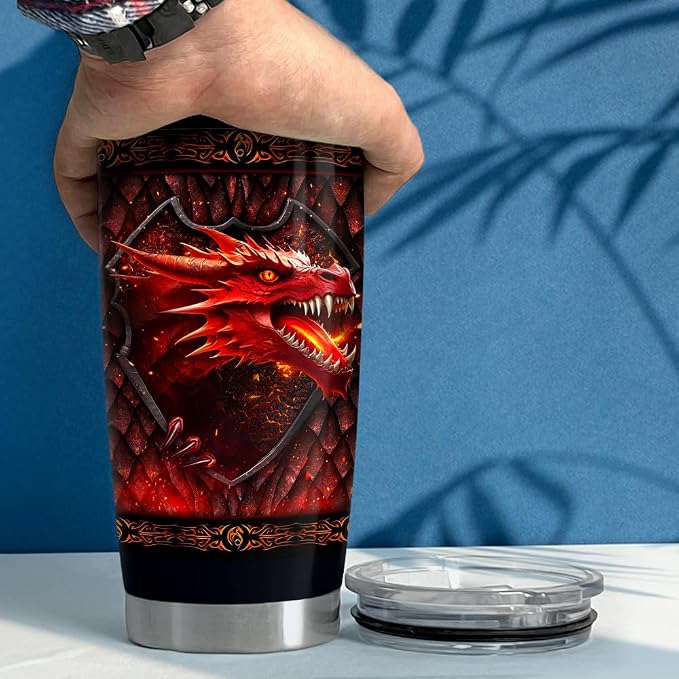SANDJEST Dragon Tumbler 20oz Stainless Steel Insulated Coffee Travel Mug Cup - Image 5