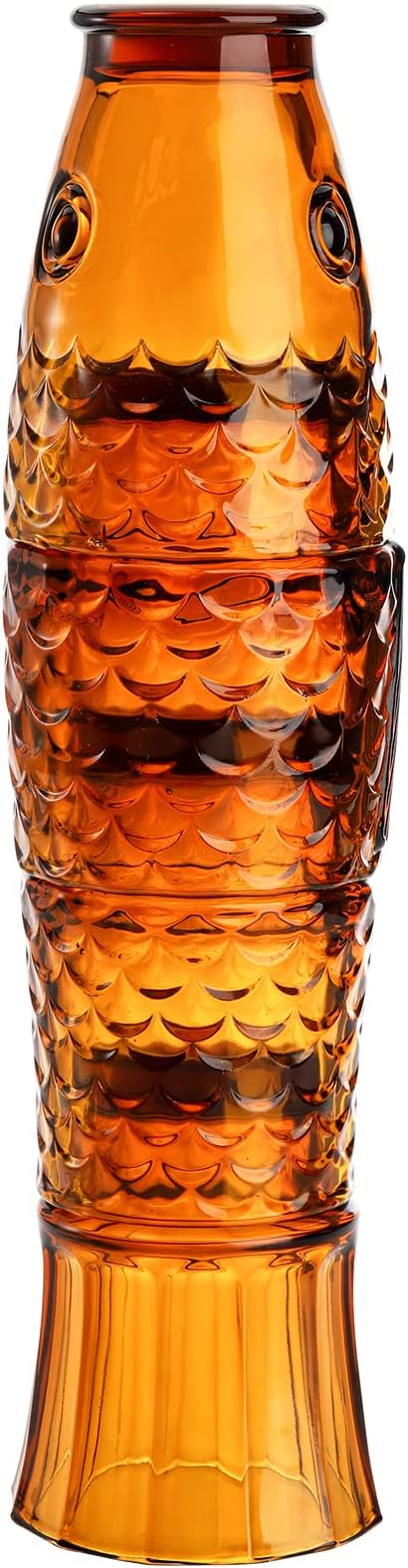 Frcctre Set of 4 Koi Fish Design Drinking Glasses, Stackable Amber Tumbler - Image 8
