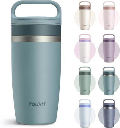 TOURIT Travel Coffee Mug 16 oz, Leakproof 2-Part Lid Tumbler, Dark Green | by TOURIT