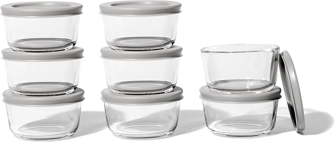 16-Piece Glass Food Storage Containers Set | 1-Cup, Leakproof | Microwave - Image 3