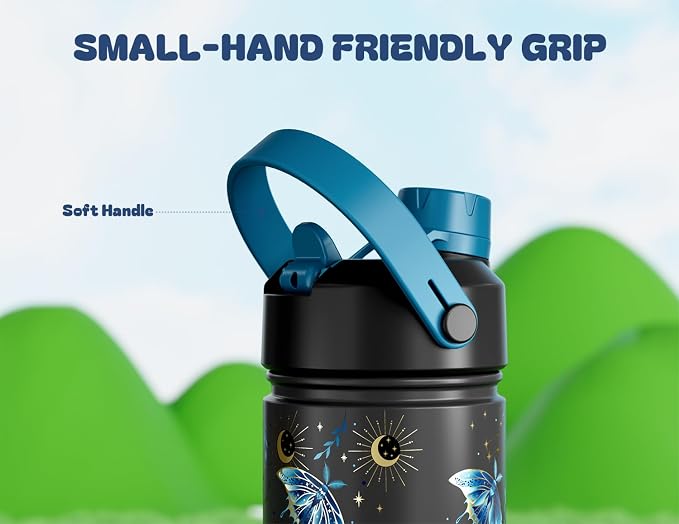 18 oz Kids Insulated Water Bottle: Glow-in-the-Dark, 2-in-1 Straw Spout Lid - Image 6