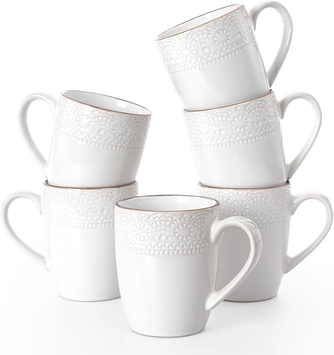 famiware Eden Coffee Mugs Sets of 6, 12 oz Ceramic Stoneware Mug Cup Set | by Famiware